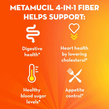 Metamucil 4 in 1 Fiber Powder Unflavored-Fiber Supplement Metamucil Unflavored Powder 23.3 oz. Psyllium Husk