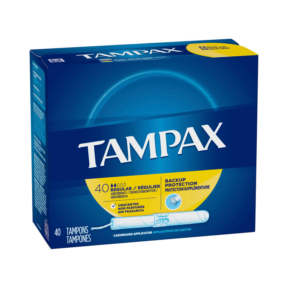 Tampax� Regular Absorbency Tampon, 40 per Box-Tampon Tampax� Regular Absorbency Cardboard Applicator Individually Wrapped