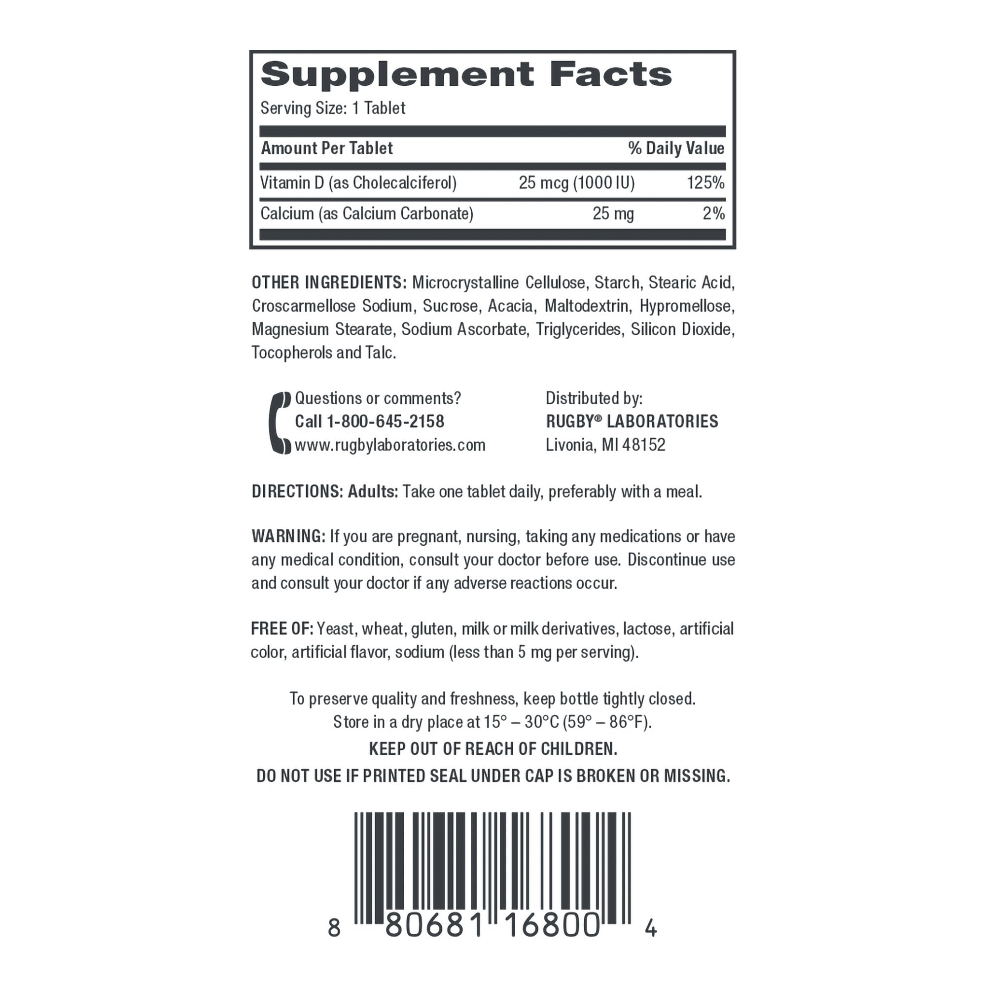 Vitamin Supplement Vitamin D3 25 mcg Strength Tablet 90 per Bottle - Pharmaceuticals>Over the Counter>Nonprescription Vita...