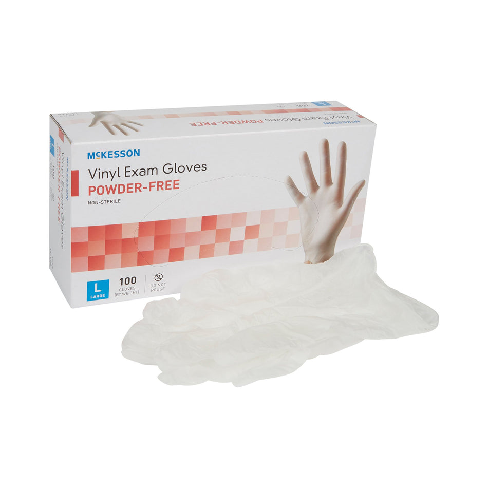 McKesson Vinyl Exam Glove, Large, Clear-Exam Glove McKesson Large NonSterile Vinyl Standard Cuff Length Smooth Clear Not Rated