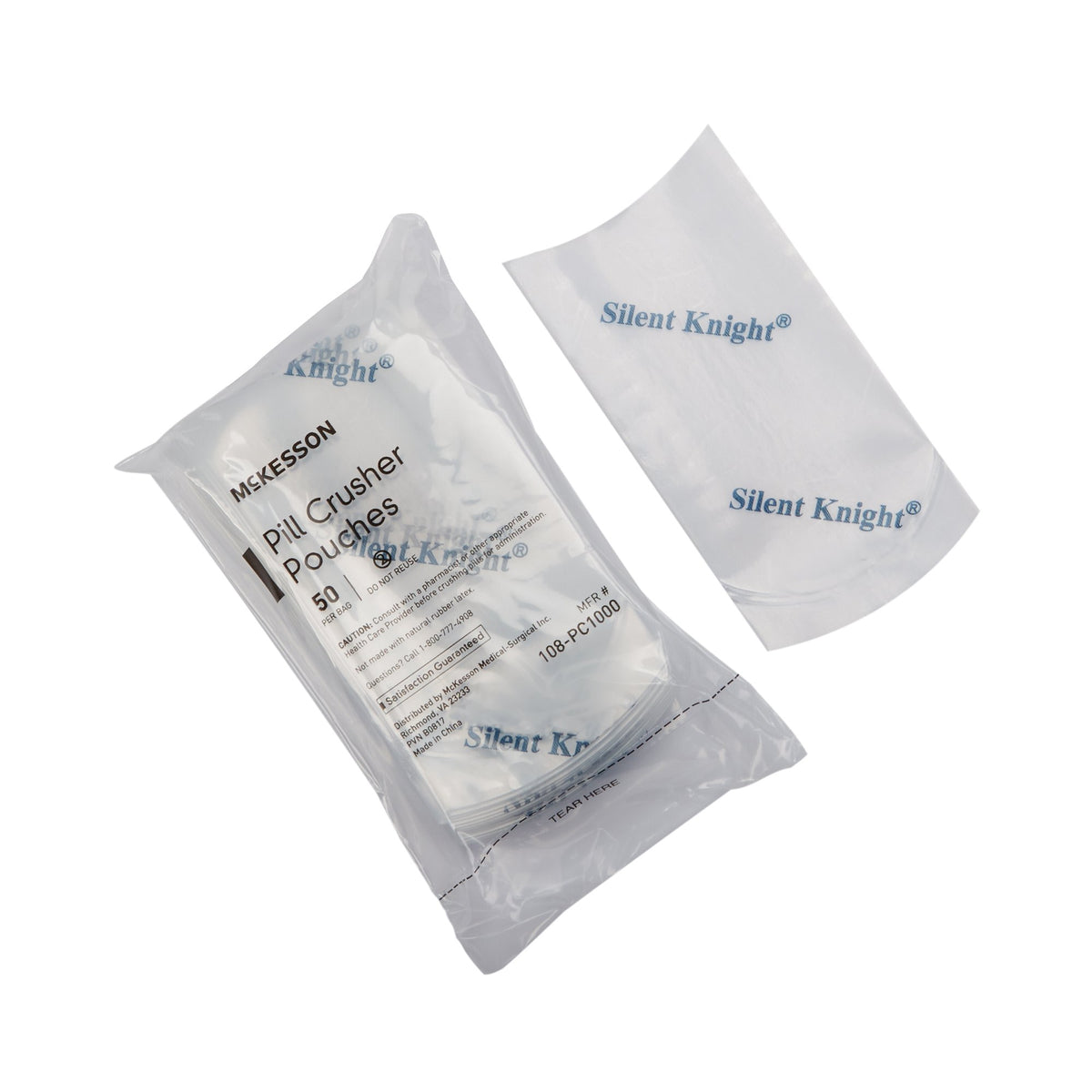 McKesson Pill Crusher Pouch-"Pill Crusher Pouch McKesson Silent Knight 2 X 4-1/2 Inch, Clear, Plastic"