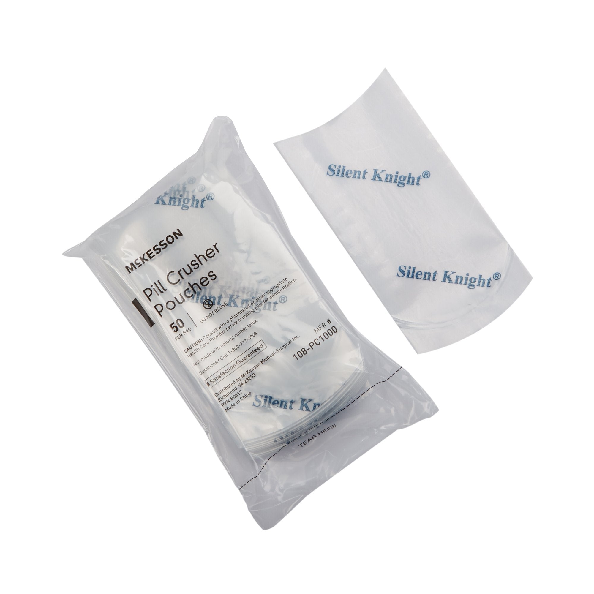 McKesson Pill Crusher Pouch-"Pill Crusher Pouch McKesson Silent Knight 2 X 4-1/2 Inch, Clear, Plastic"