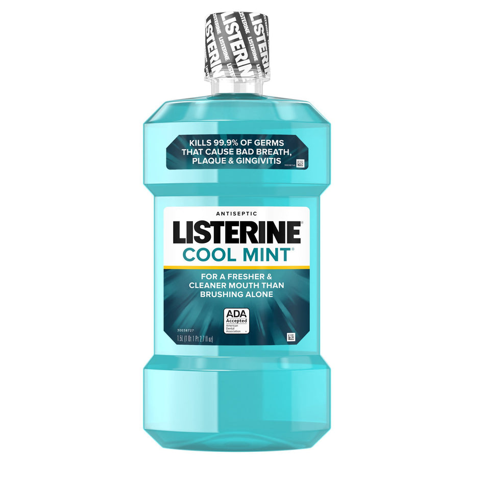 Listerine Cool Mint Antiseptic Mouthwash, 1.5 Liter-Mouthwash Listerine 1.5 Liter Cool Mint Flavor