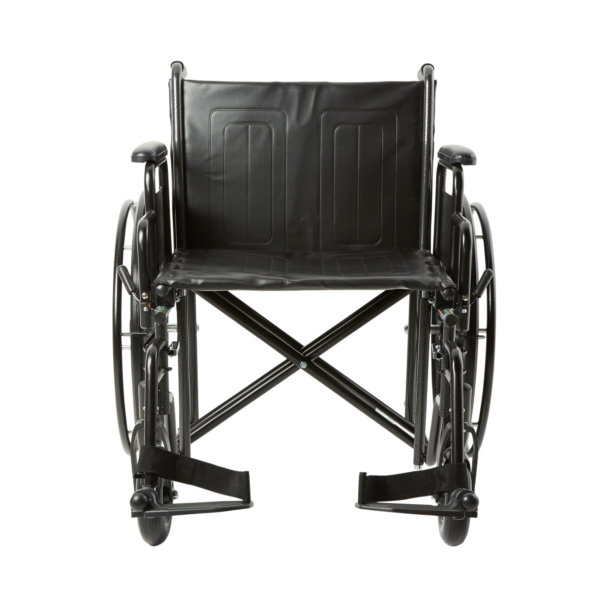 McKesson Bariatric Wheelchair, 22 Inch Seat Width-Bariatric Wheelchair McKesson Dual Axle Desk Length Arm Swing-Away Footrest Black Upholstery 22 Inch Seat Width Adult 450 lbs. Weight Capacity