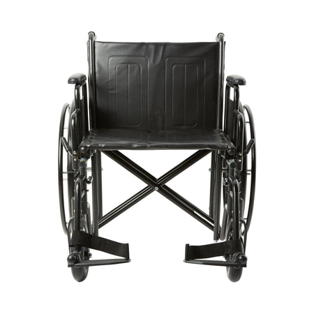 McKesson Bariatric Wheelchair, 22 Inch Seat Width-Bariatric Wheelchair McKesson Dual Axle Desk Length Arm Swing-Away Footrest Black Upholstery 22 Inch Seat Width Adult 450 lbs. Weight Capacity