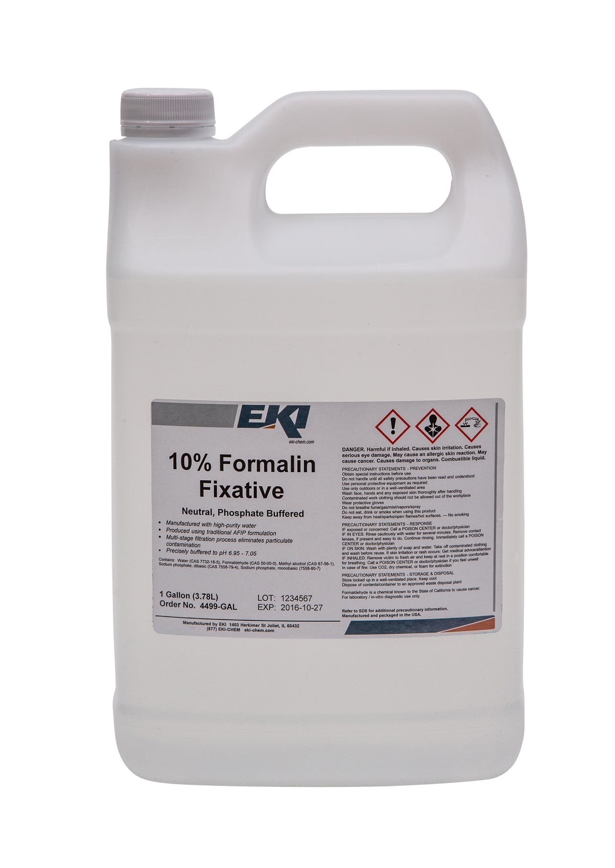 EKI Neutral Phosphate Buffered Formalin Histology Reagent, 1 Gallon-Histology Reagent Neutral Phosphate Buffered Formalin Fixative 10% 1 gal.