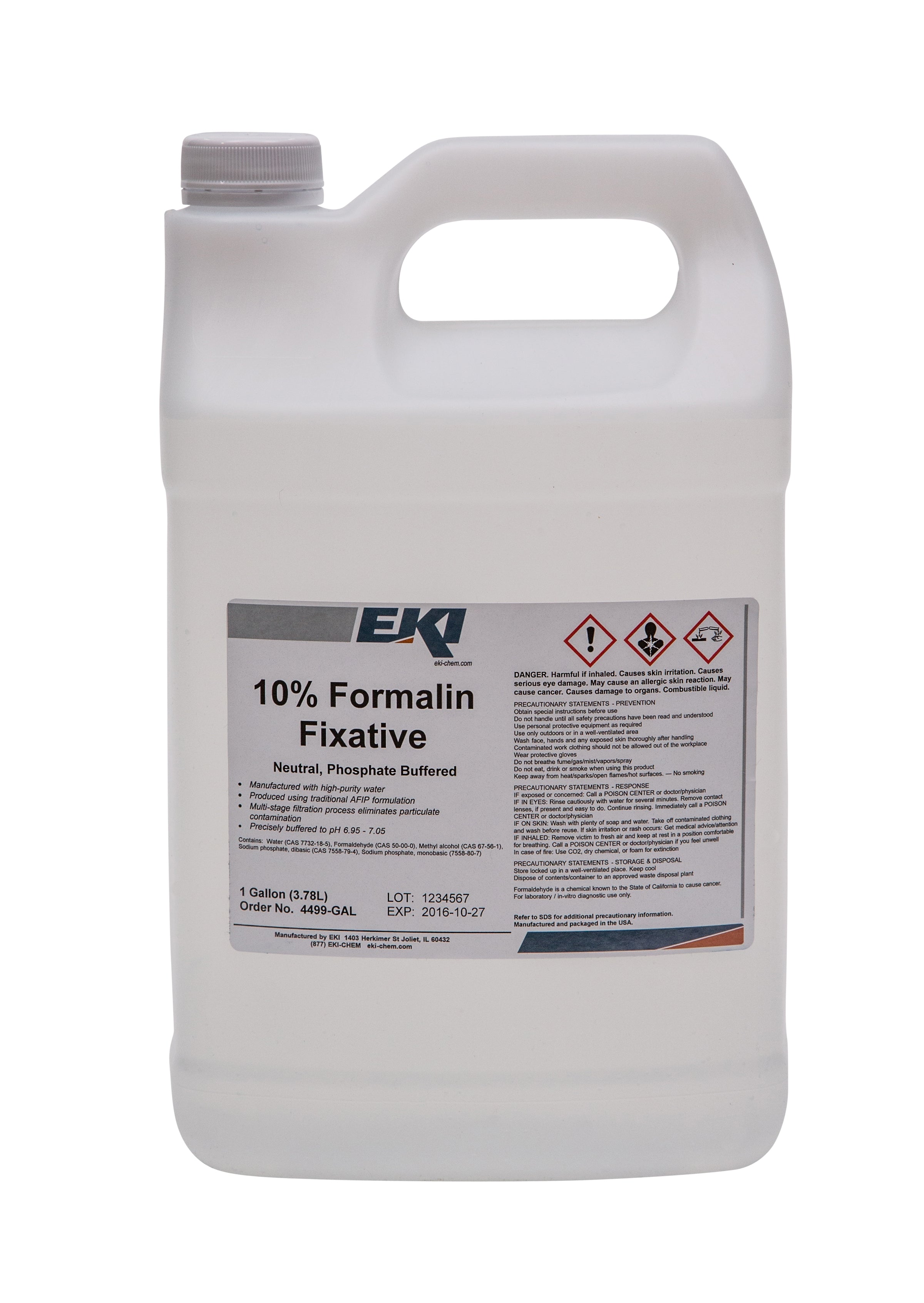 EKI Neutral Phosphate Buffered Formalin Histology Reagent, 1 Gallon-Histology Reagent Neutral Phosphate Buffered Formalin Fixative 10% 1 gal.