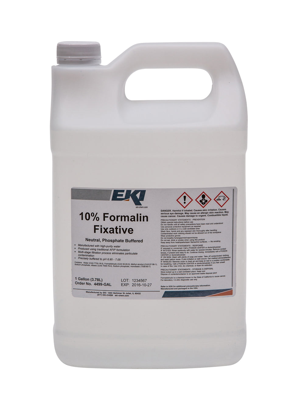 EKI Neutral Phosphate Buffered Formalin Histology Reagent, 1 Gallon-Histology Reagent Neutral Phosphate Buffered Formalin Fixative 10% 1 gal.