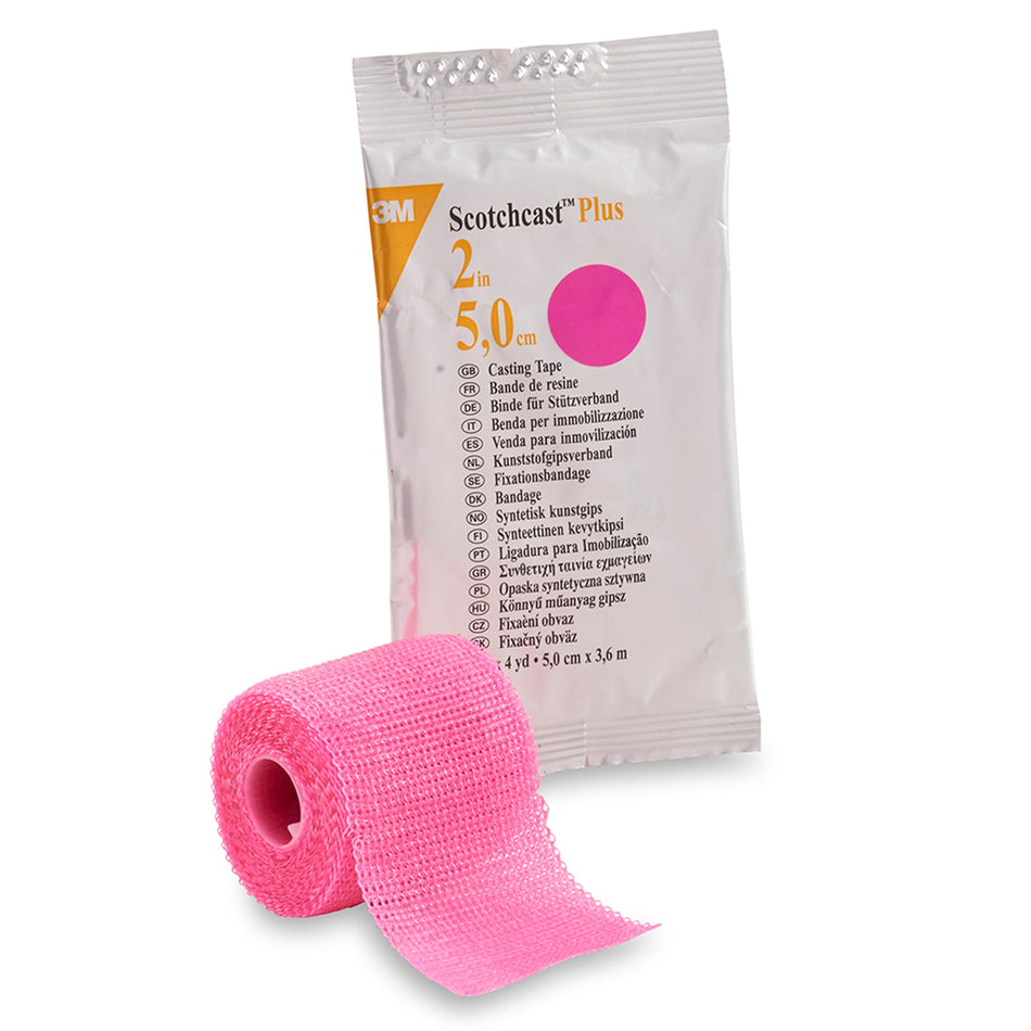3M Scotchcast Plus Bright Pink Cast Tape, 2 Inch x 4 Yard-Cast Tape 3M Scotchcast Plus 2 Inch X 12 Foot Fiberglass / Resin Bright Pink