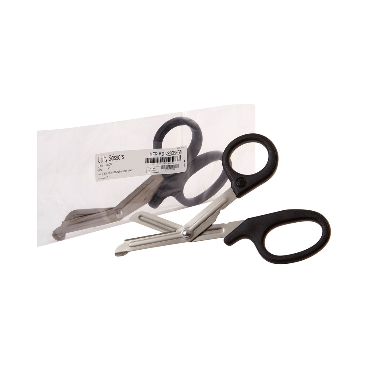 McKesson Utility Scissors-Utility Scissors McKesson 7-1/4 Inch Length Office Grade Stainless Steel / Plastic NonSterile Finger Ring Handle Angled Blunt Tip / Blunt Tip