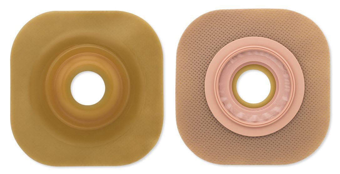 New Image Skin Barrier-"Ostomy Barrier New Image Trim to Fit, Standard Wear Adhesive Tape Borders 44 mm Flange Green Code System Flexwear Up to 1 Inch Opening"
