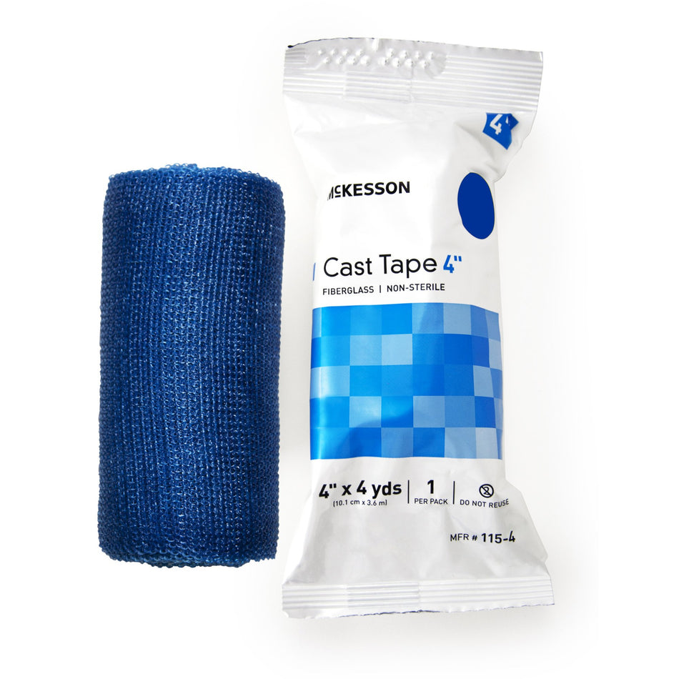 McKesson Blue Cast Tape, 4 Inch x 4 Yard-Cast Tape McKesson 4 Inch X 12 Foot Fiberglass Blue