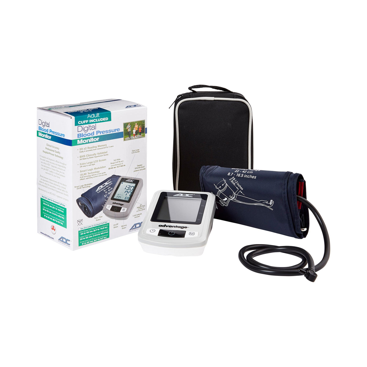 Advantage Blood Pressure Monitor-Home Automatic Digital Blood Pressure Monitor Advantage 6021N Series Wide Range Nylon Cuff 22 - 42 cm Desk Model