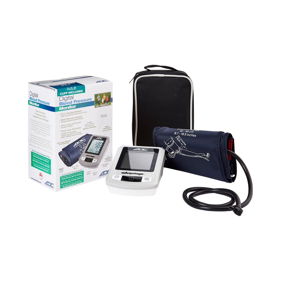 Advantage Blood Pressure Monitor-Home Automatic Digital Blood Pressure Monitor Advantage 6021N Series Wide Range Nylon Cuff 22 - 42 cm Desk Model