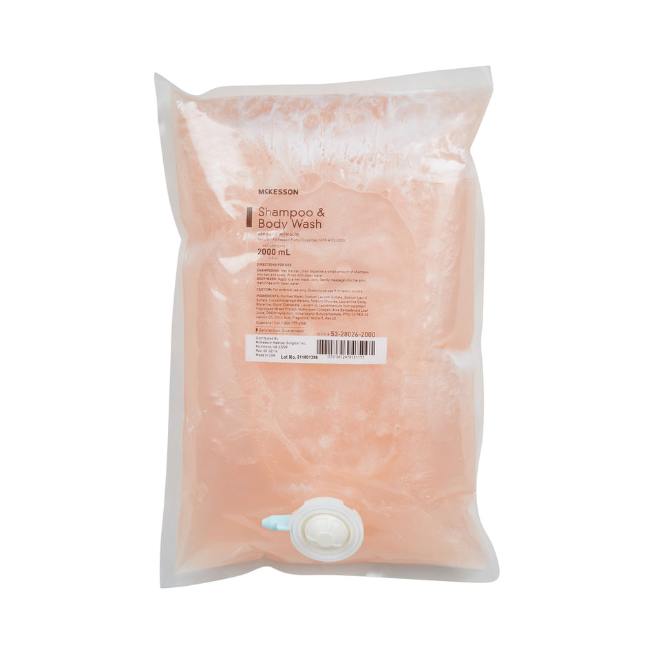 McKesson Shampoo and Body Wash 2000 mL Dispenser Refill Bag-"Shampoo and Body Wash McKesson 2,000 mL Dispenser Refill Bag Apricot Scent"