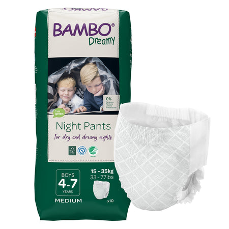 Bambo Dreamy Training Pants, For Boys 4 7 Years Old-Male Youth Training Pants Bambo Dreamy Night Pant Pull On with Tear Away Seams Size 4 to 7 Years Disposable Heavy Absorbency