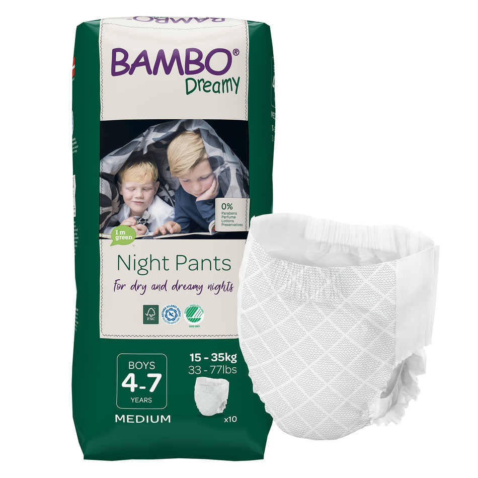 Bambo Dreamy Training Pants, For Boys 4 7 Years Old-Male Youth Training Pants Bambo Dreamy Night Pant Pull On with Tear Away Seams Size 4 to 7 Years Disposable Heavy Absorbency