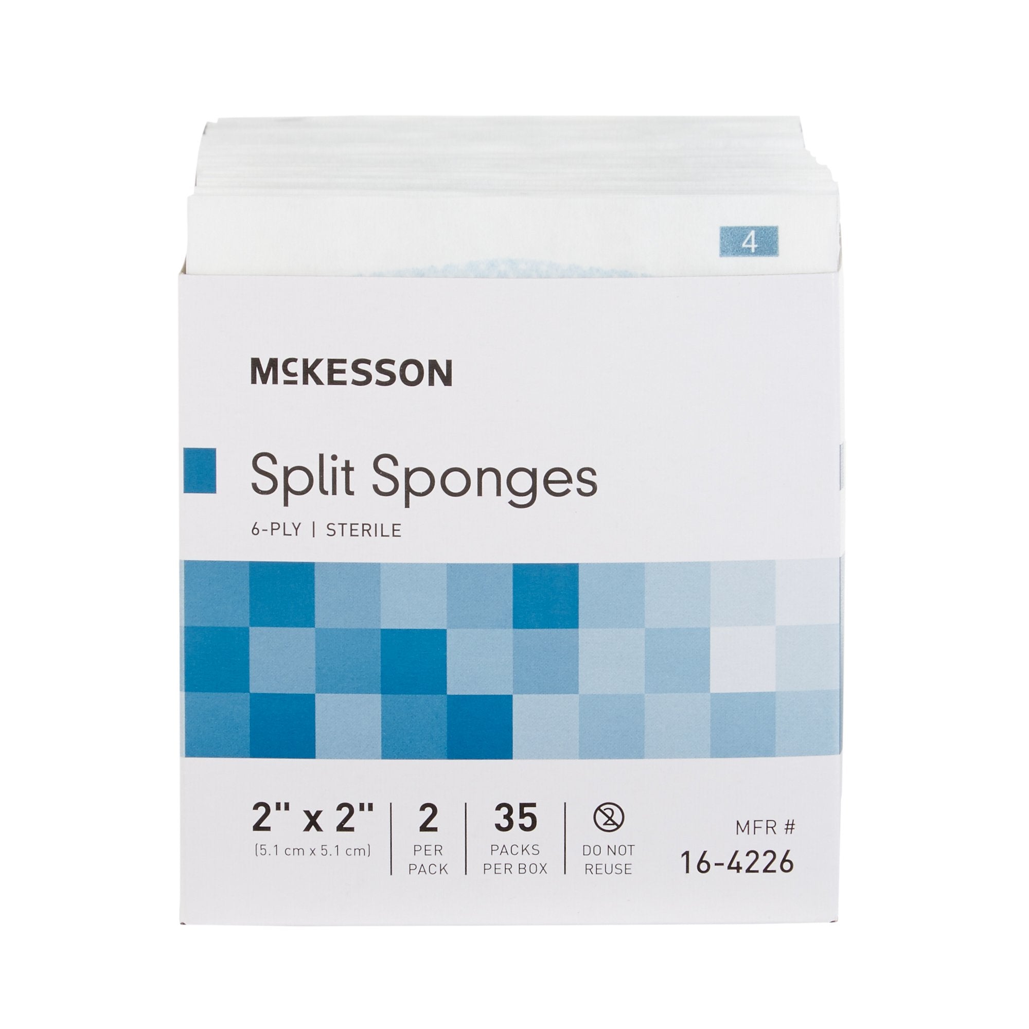 McKesson IV/Drain Split Dressing, 2 x 2 Inch, 6-Ply-I.V. Sponge McKesson 2 X 2 Inch 6-Ply Sterile 2 per Pack