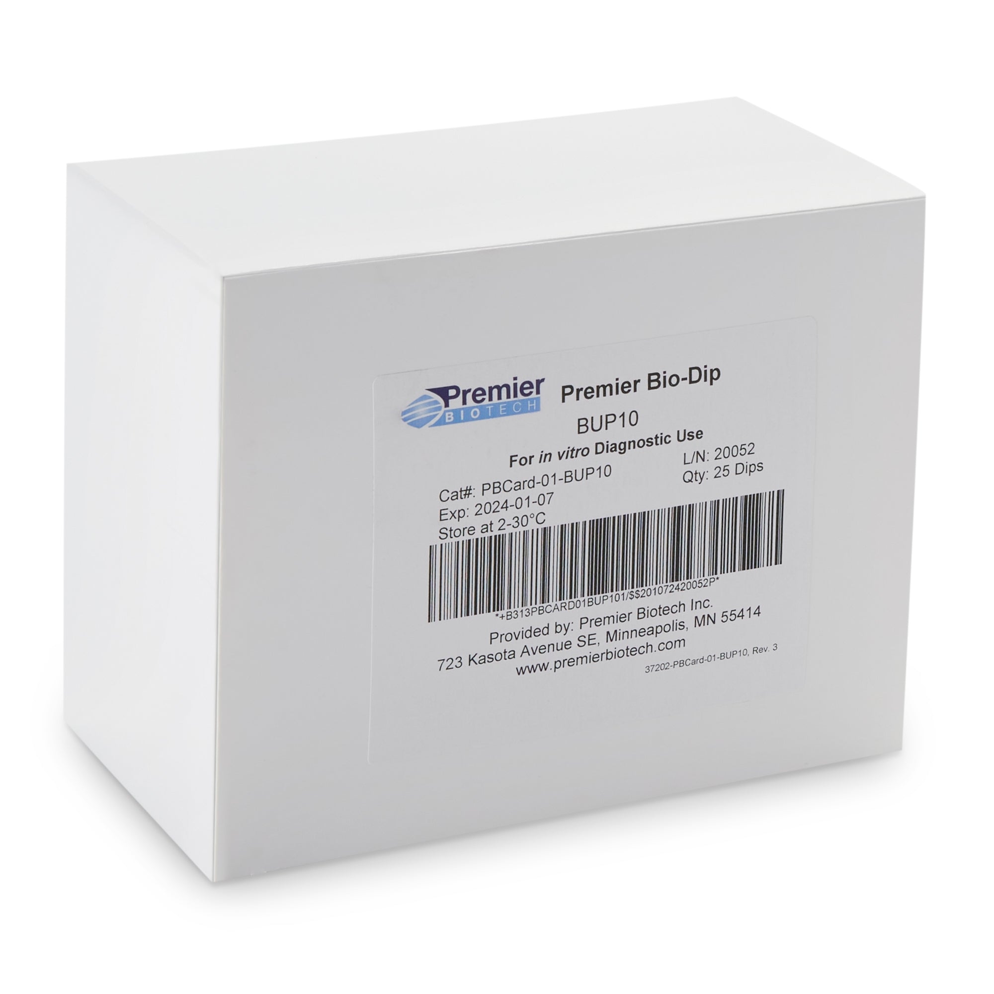 Premier Bio-Dip Single Drug (Buprenorphine) Drugs of Abuse Test-Drugs of Abuse Test Kit Premier Bio-Dip Buprenorphine (BUP) 25 Tests CLIA Waived