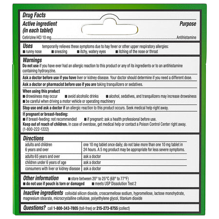 Zyrtec 24 Hour 10 mg Tablets-Allergy Relief Zyrtec 10 mg Strength Tablet 14 per Box