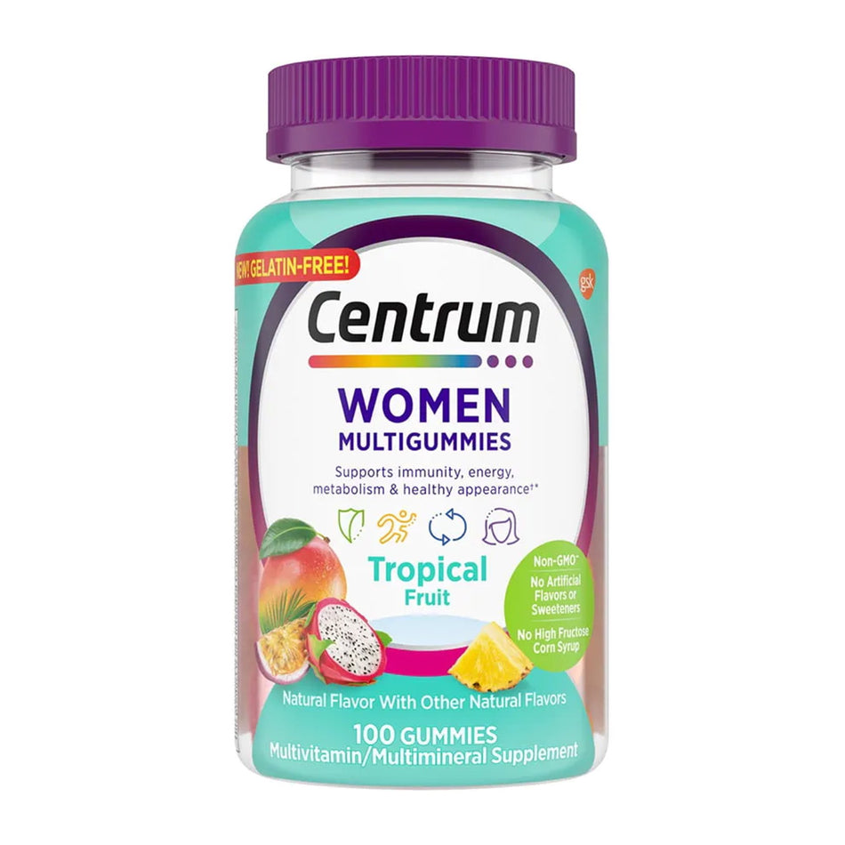 Centrum Women MultiGummies Assorted Natural Fruit Flavors-Multivitamin Supplement Centrum Women Gummy 100 per Bottle Fruit Flavor