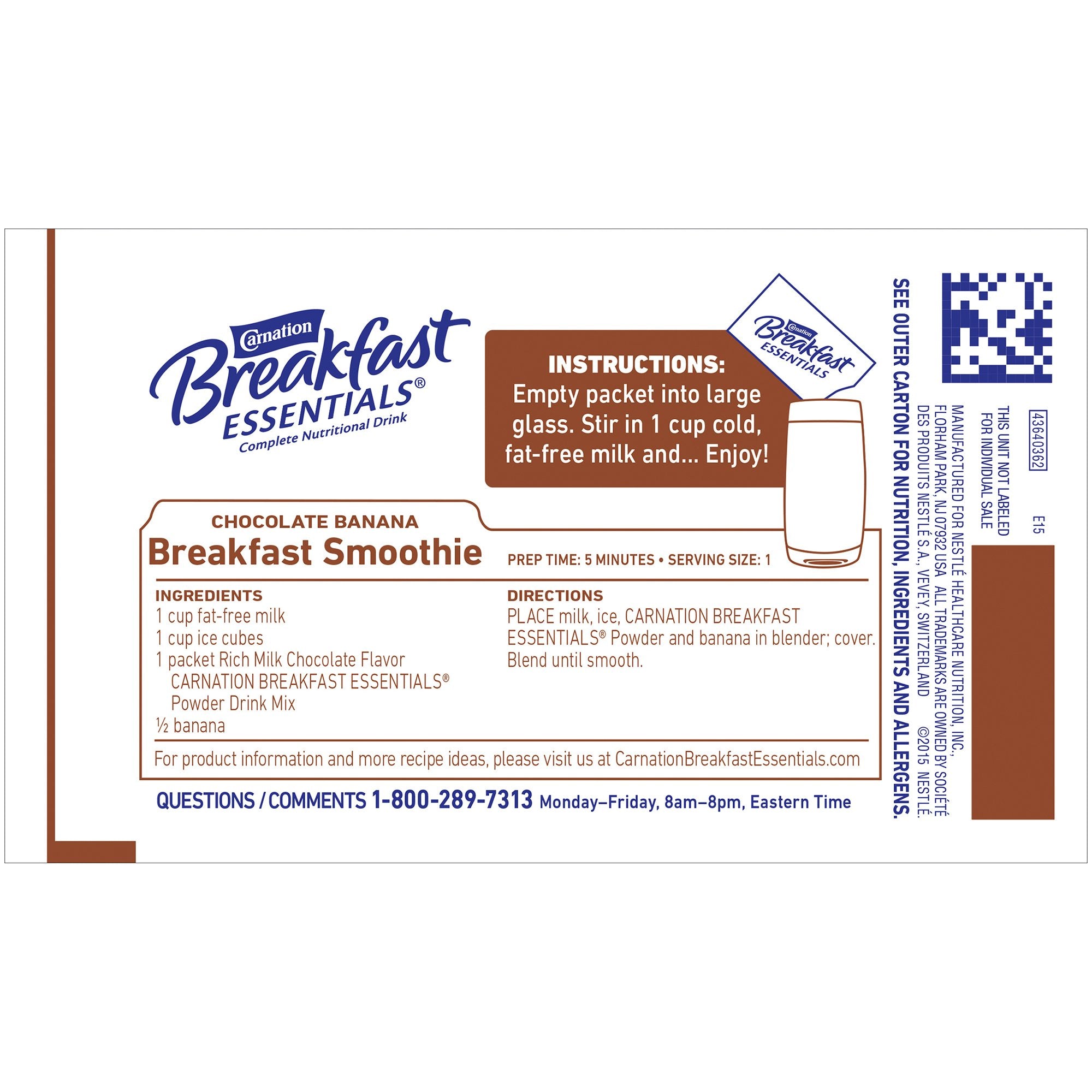 Carnation Breakfast Essentials® Chocolate Nutritional Drink - Nutritionals and Feeding Supplies>Nutritionals>Oral Suppleme...