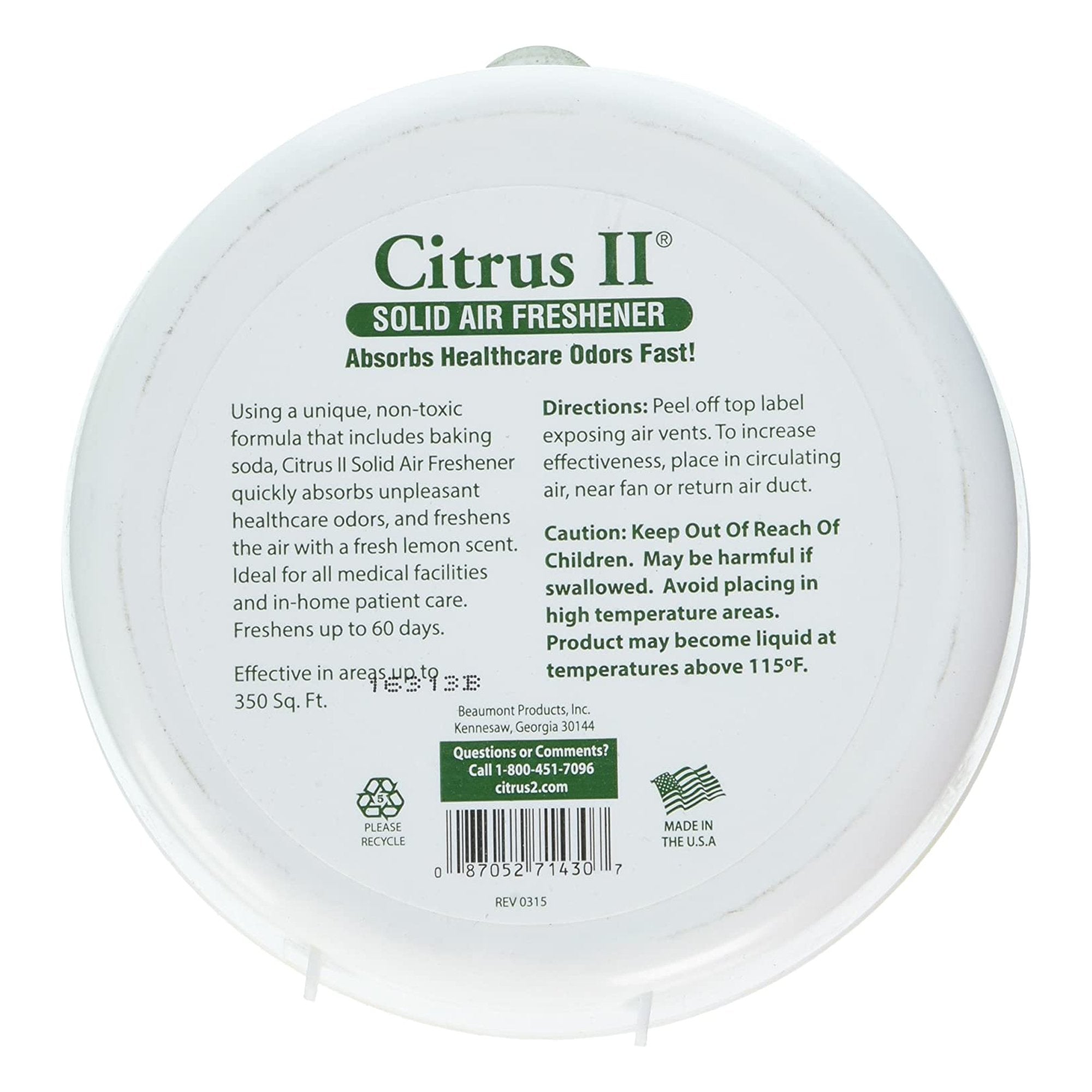 Citrus II Solid Air Freshener, Original Scent, 8 oz.-Air Freshener Citrus II Solid 8 oz. Box Fresh Lemon Scent
