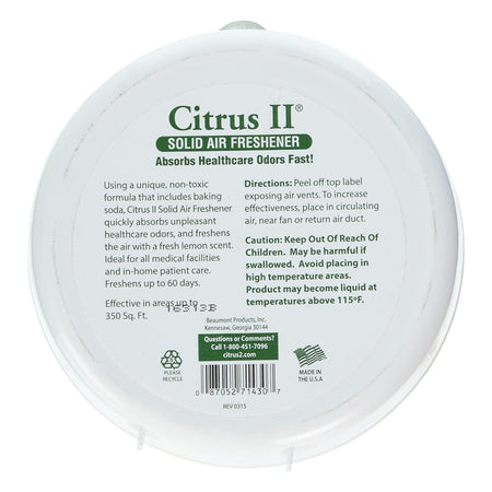 Citrus II Solid Air Freshener, Original Scent, 8 oz.-Air Freshener Citrus II Solid 8 oz. Box Fresh Lemon Scent