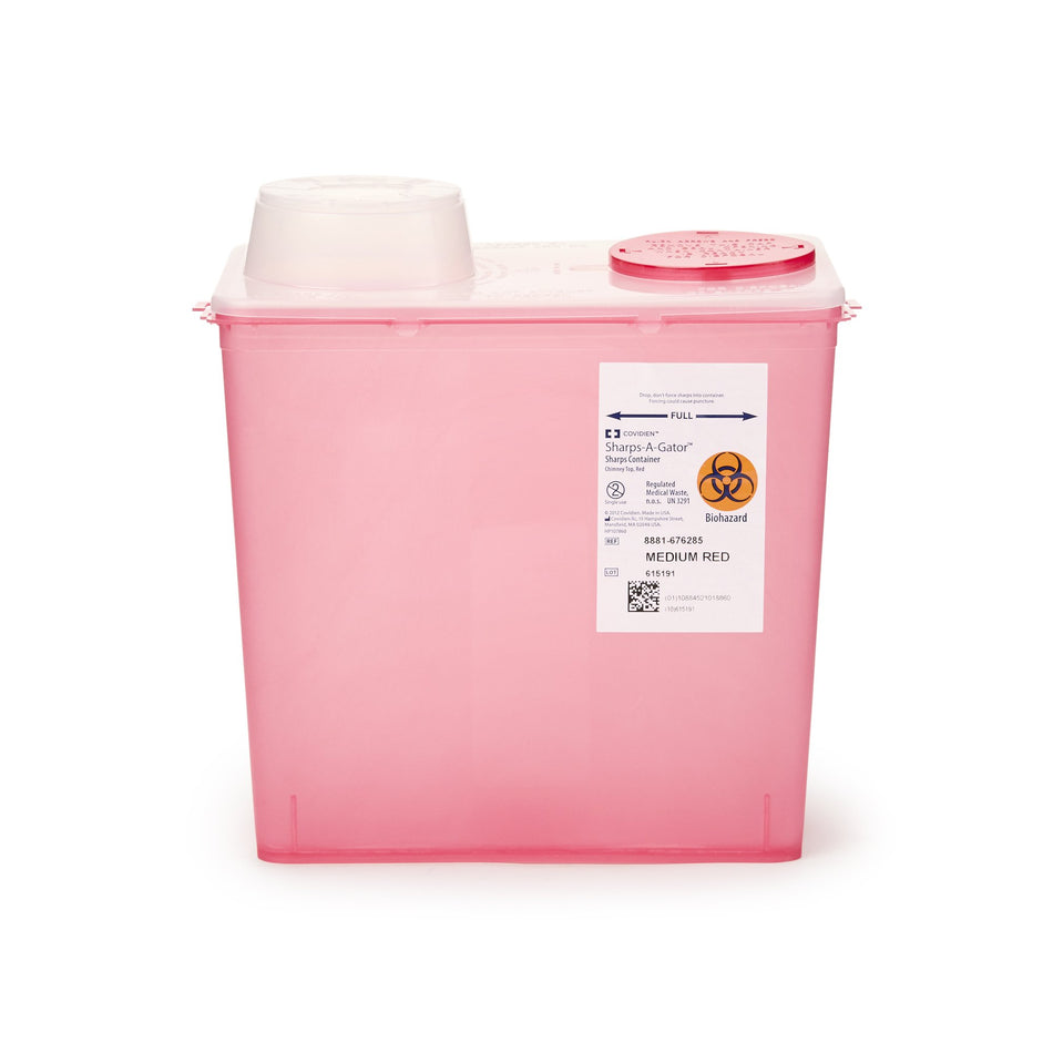 Monoject Multi-purpose Sharps Container, 2 Gallon, 10-9/10 x 10 x 6 Inch-Sharps Container Monoject Red Base 10-9/10 H X 10-1/2 W X 6-3/4 D Inch Vertical Entry 2 Gallon