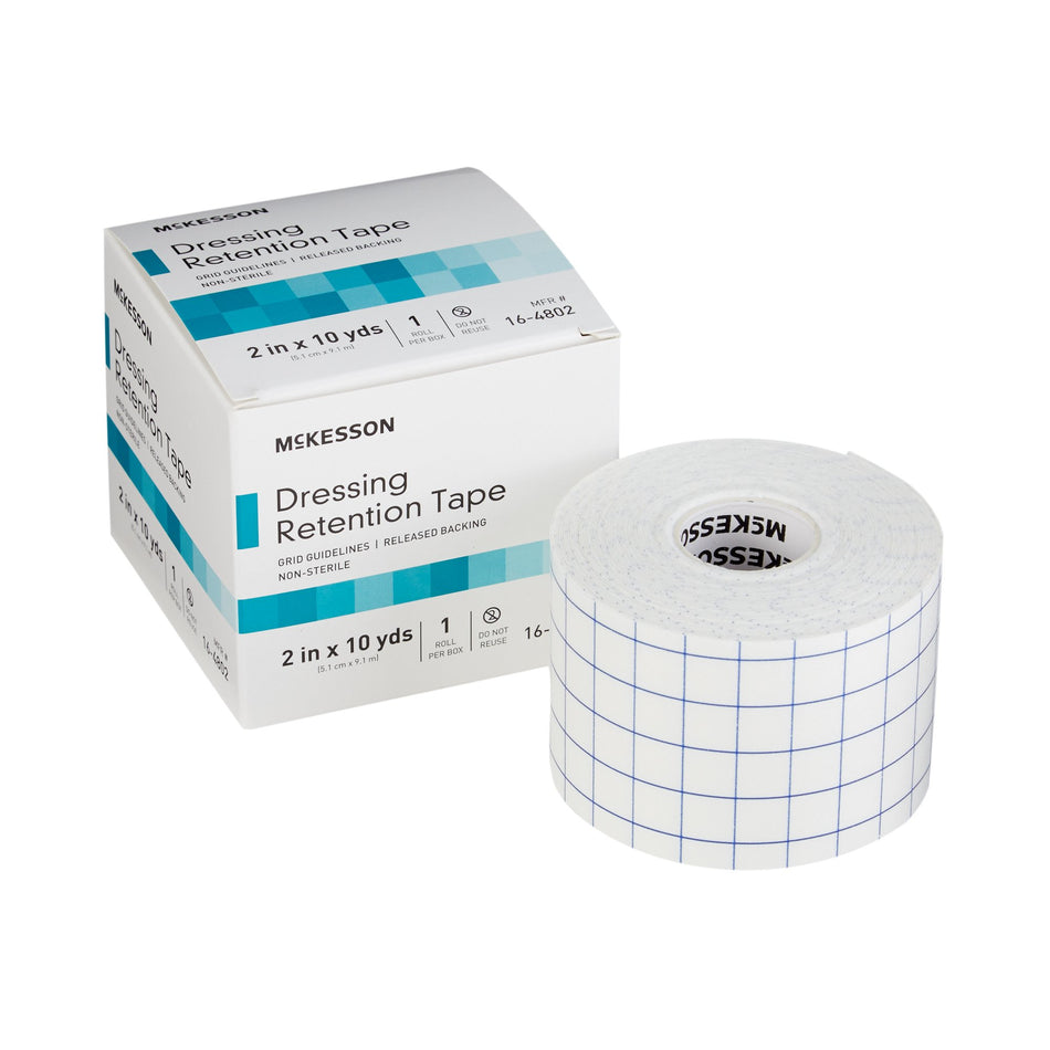 McKesson Nonwoven Fabric / Printed Release Paper Dressing Retention Tape, 2 Inch x 10 Yard, White-Water Resistant Dressing Retention Tape with Liner McKesson White 2 Inch X 10 Yard Nonwoven / Printed Release Paper NonSterile