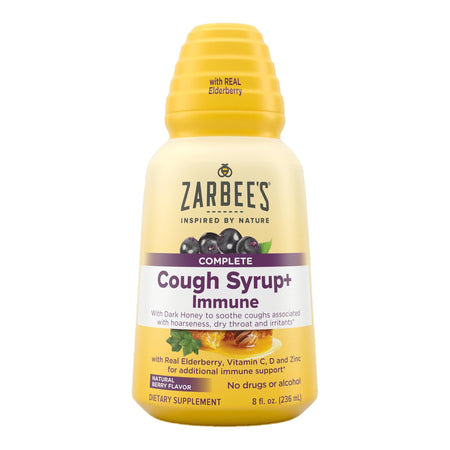 Zarbee's Naturals Complete Cough Syrup+Immune, Berry Flavor-Cold and Cough Relief Zarbee's Cough + Immune 11 g Strength Syrup 8 oz.