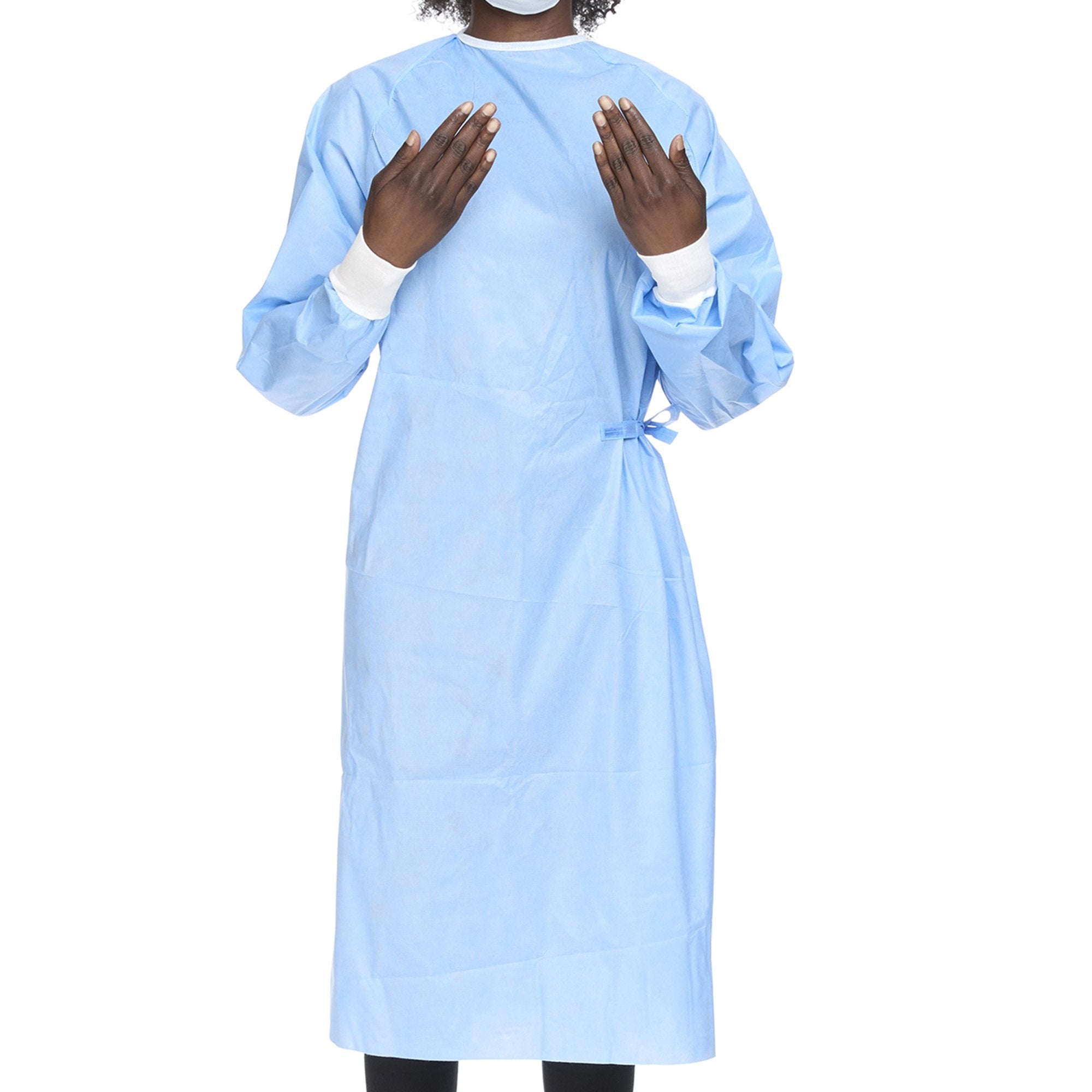 Halyard Basics Non-Reinforced Surgical Gown with Towel, Large, Blue-Non-Reinforced Surgical Gown with Towel Halyard Basics Large Blue Sterile Disposable