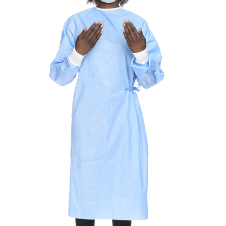 Halyard Basics Non-Reinforced Surgical Gown with Towel, Large, Blue-Non-Reinforced Surgical Gown with Towel Halyard Basics Large Blue Sterile Disposable