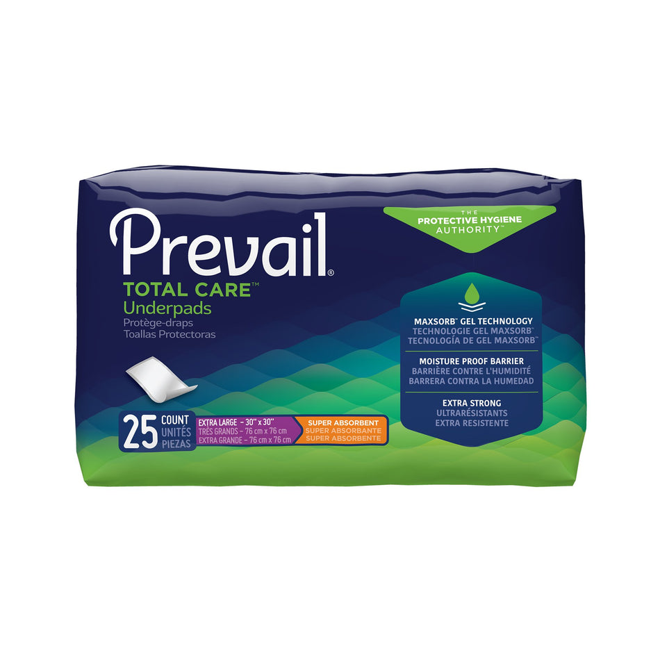 Prevail Total Care Heavy Absorbency Underpad, 30x 36 Inch-Disposable Underpad Prevail Total Care 30 X 30 Inch Polyester Heavy Absorbency