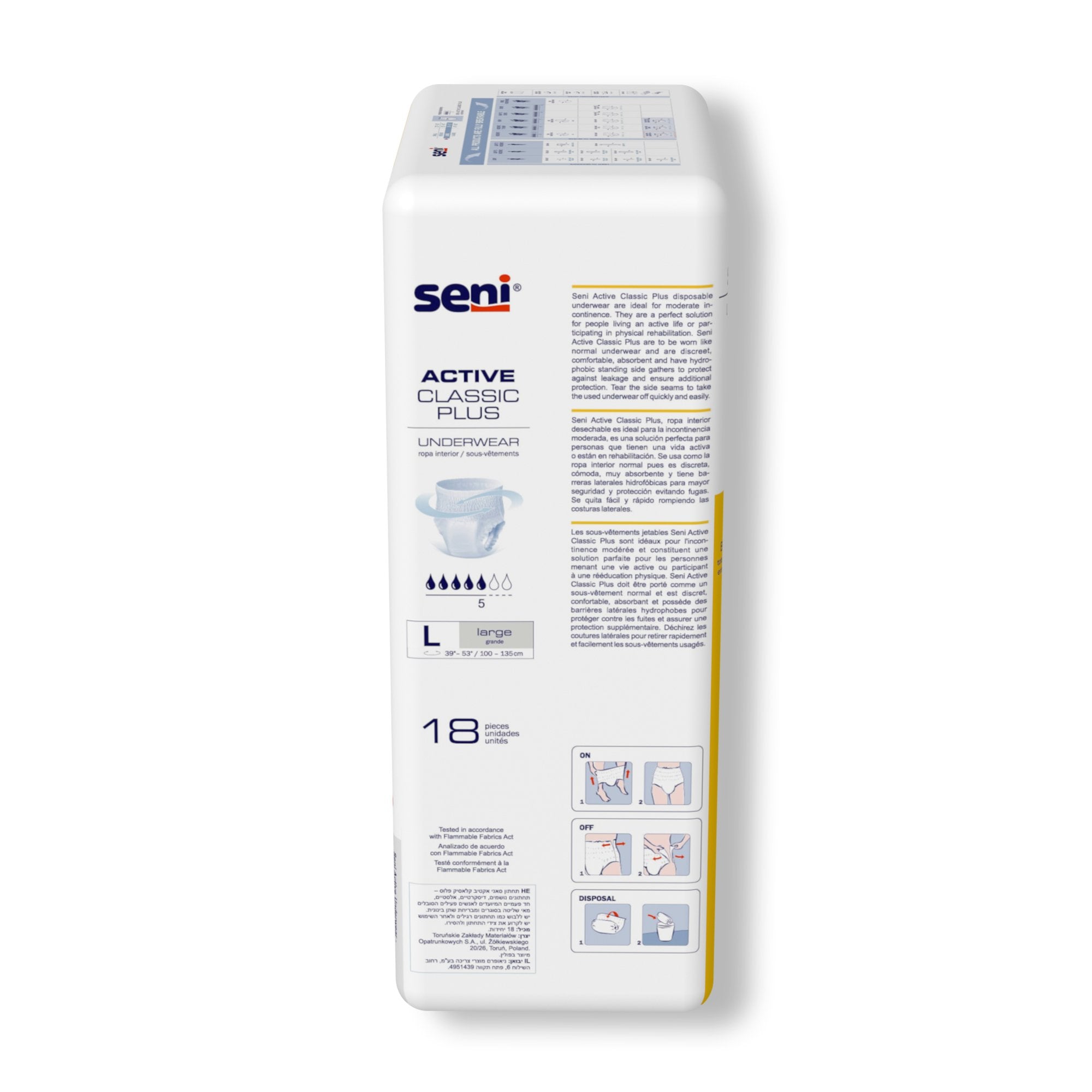 Seni® Active Classic Plus Moderate Absorbent Underwear, Large - Incontinence>Adult Briefs and Protective Undergarments - T...