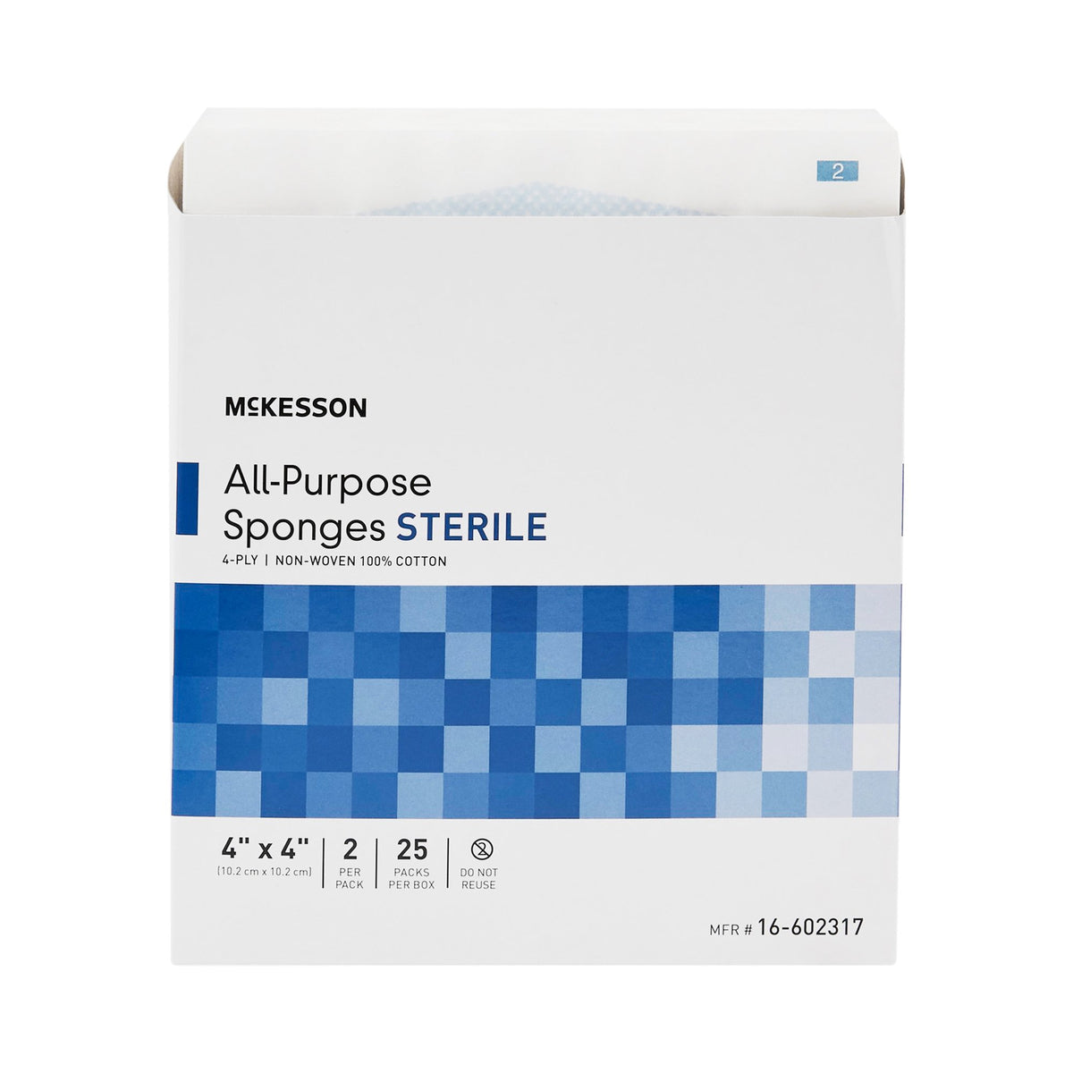 McKesson Sterile Nonwoven Sponge, 4 x 4 Inch, 4-Ply-Nonwoven Sponge McKesson 4 X 4 Inch 4-Ply Sterile 2 per Pack