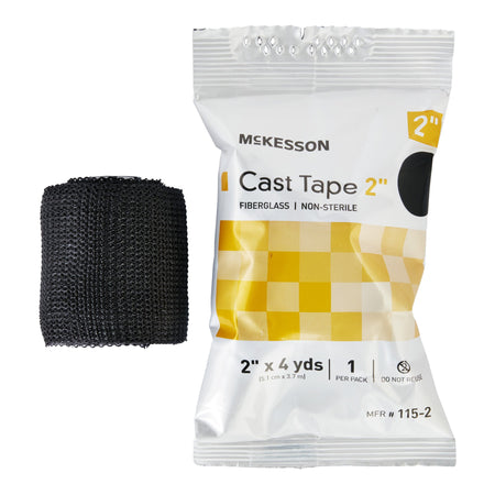 McKesson Black Cast Tape, 2 Inch x 4 Yard-Cast Tape McKesson 2 Inch X 12 Foot Fiberglass Black
