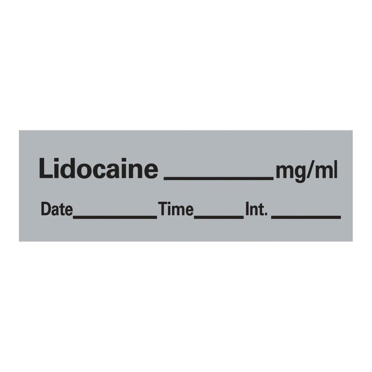 Timemed Anesthesia Label Tape, Lidocaine, 1/2 x 1-1/2 Inch-Drug Label Timemed Anesthesia Label Tape Lidocaine_mg/mL Date_Time_Int Gray 1/2 X 1-1/2 Inch
