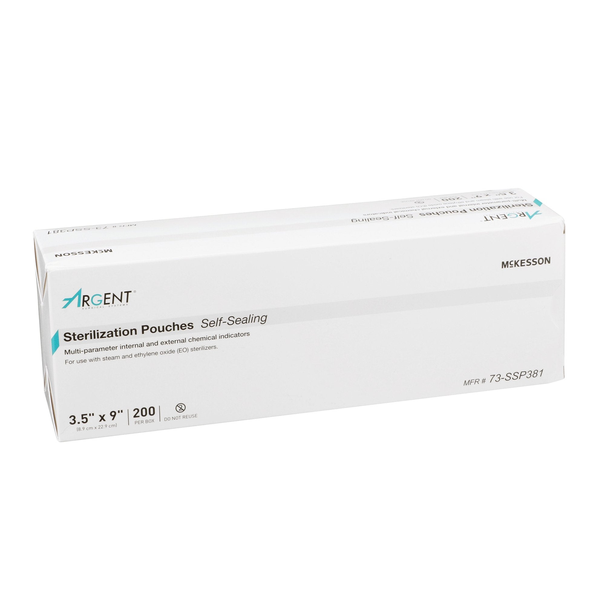McKesson Argent Sure-Check Sterilization Pouch, 3 x 9 Inch-Sterilization Pouch McKesson Argent Sure-Check Ethylene Oxide (EO) Gas / Steam 3-1/2 X 9 Inch Transparent / Blue Self Seal Paper / Film
