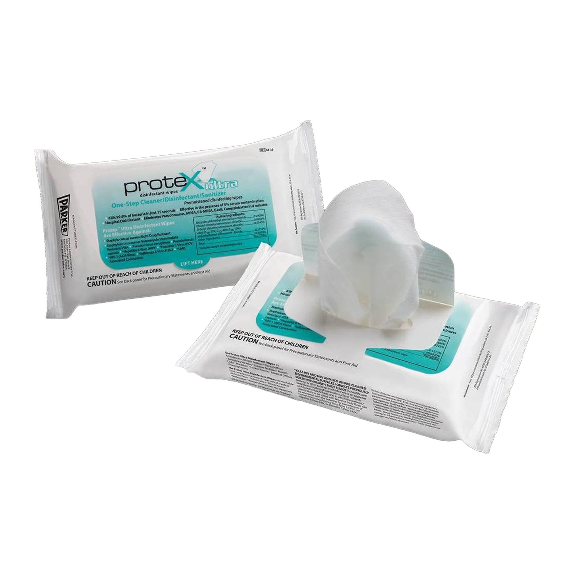 Protex Ultra Disinfectant Wipes, 6.5 x 6 Inch-Protex Ultra Surface Disinfectant Cleaner Premoistened Broad Spectrum Manual Pull Wipe 60 Count Soft Pack Lemon Scent NonSterile