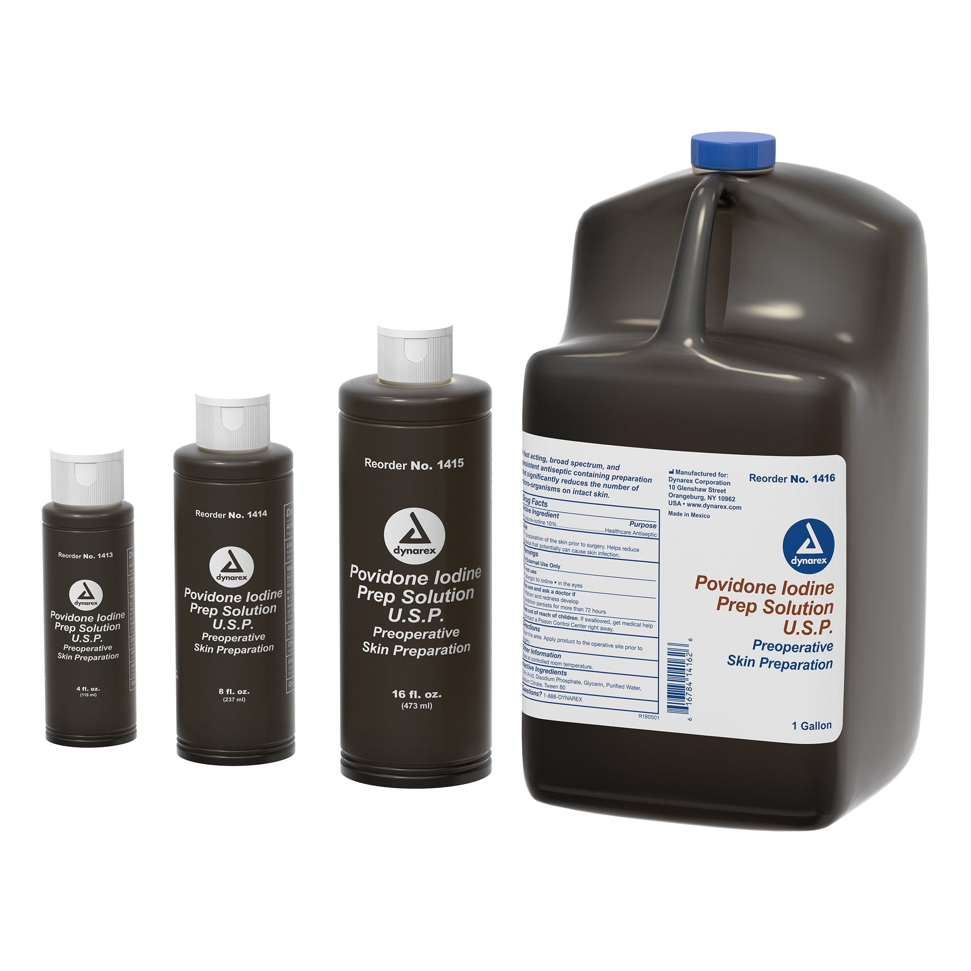 dynarex Prep Solution-Skin Prep Solution Dynarex 8 oz. Bottle 10% Strength Povidone-Iodine NonSterile