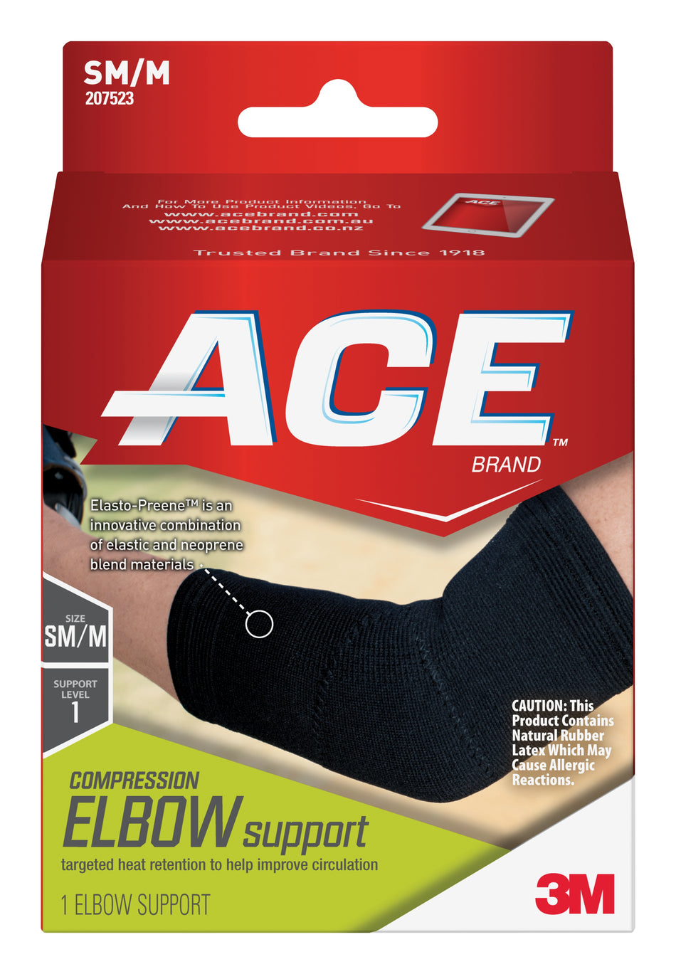 3M Ace Elbow Support, Left or Right Elbow, Small/Medium, Black-Elbow Support 3M Ace Small / Medium Left or Right Elbow Black