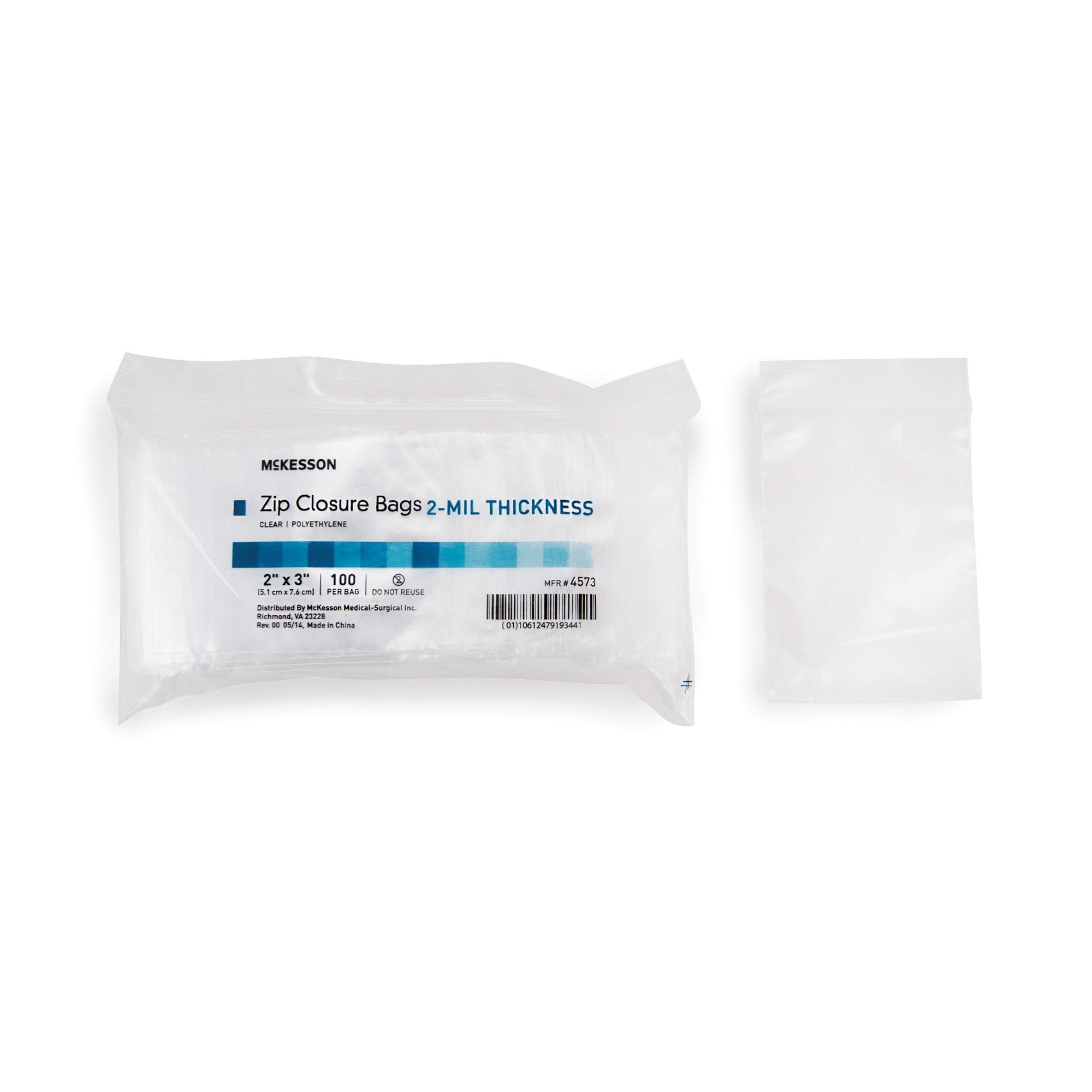 McKesson Zip Closure Bag, 2 x 3 in.-Reclosable Bag McKesson 2 X 3 Inch Polyethylene Clear Zipper Closure