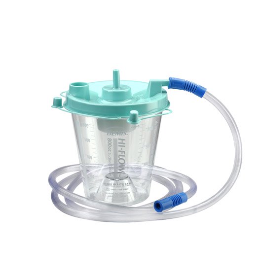 Hi-Flow Rigid Suction Canister Kit, 800 mL-Rigid Suction Canister Kit Hi-Flow 800 mL Sealing Lid