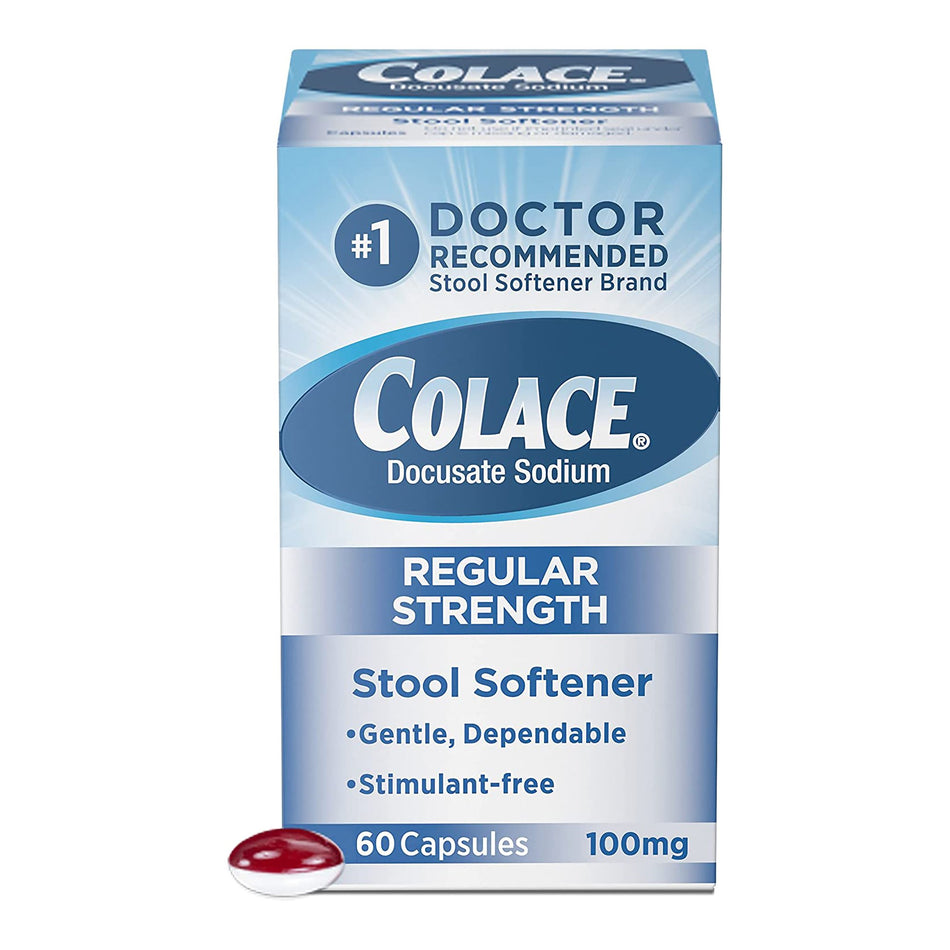 Colace Docusate Sodium Stool Softener-Stool Softener Colace Capsule 60 per Bottle 100 mg Strength Docusate Sodium