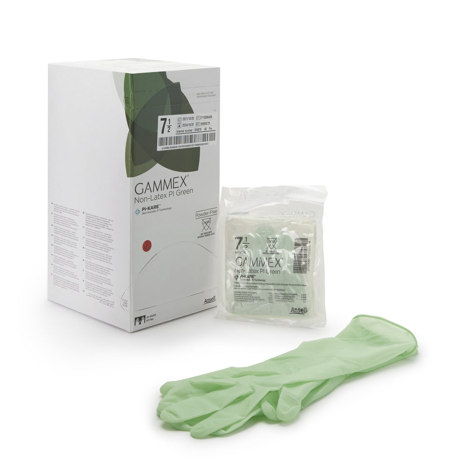 Gammex� Non-Latex PI Green Polyisoprene Surgical Glove, Size 7.5, Light Green-Surgical Glove GAMMEX� Non-Latex PI Green Size 7.5 Sterile Polyisoprene Standard Cuff Length Micro-Textured Light Green Chemo Tested