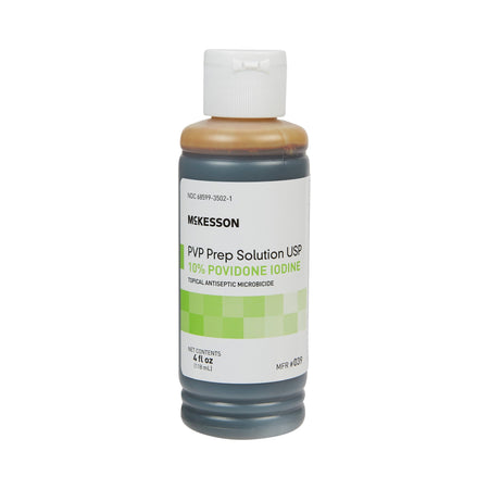 McKesson Microbicide Antiseptic PVP Scrub Solution, 4-ounce bottle-Skin Prep Solution McKesson 4 oz. Flip-Top Bottle 10% Strength Povidone-Iodine NonSterile