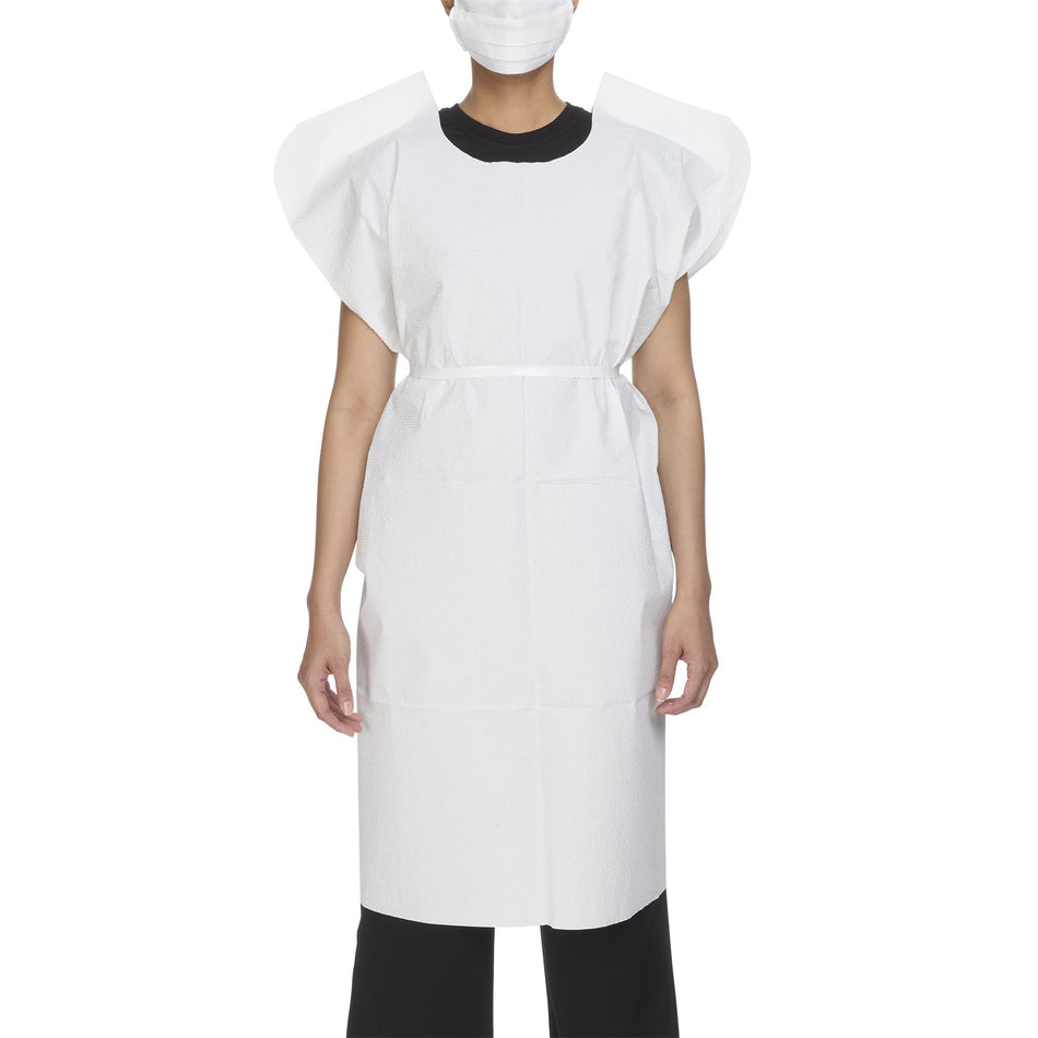 McKesson Patient Exam Gown-Patient Exam Gown McKesson One Size Fits Most White Disposable