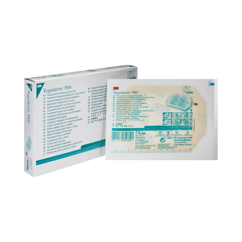 3M� Tegaderm Transparent Film Dressing, 4 x 4-3/4 Inch-Transparent Film Dressing 3M� Tegaderm� 4 X 4-3/4 Inch Frame Style Delivery Rectangle Sterile