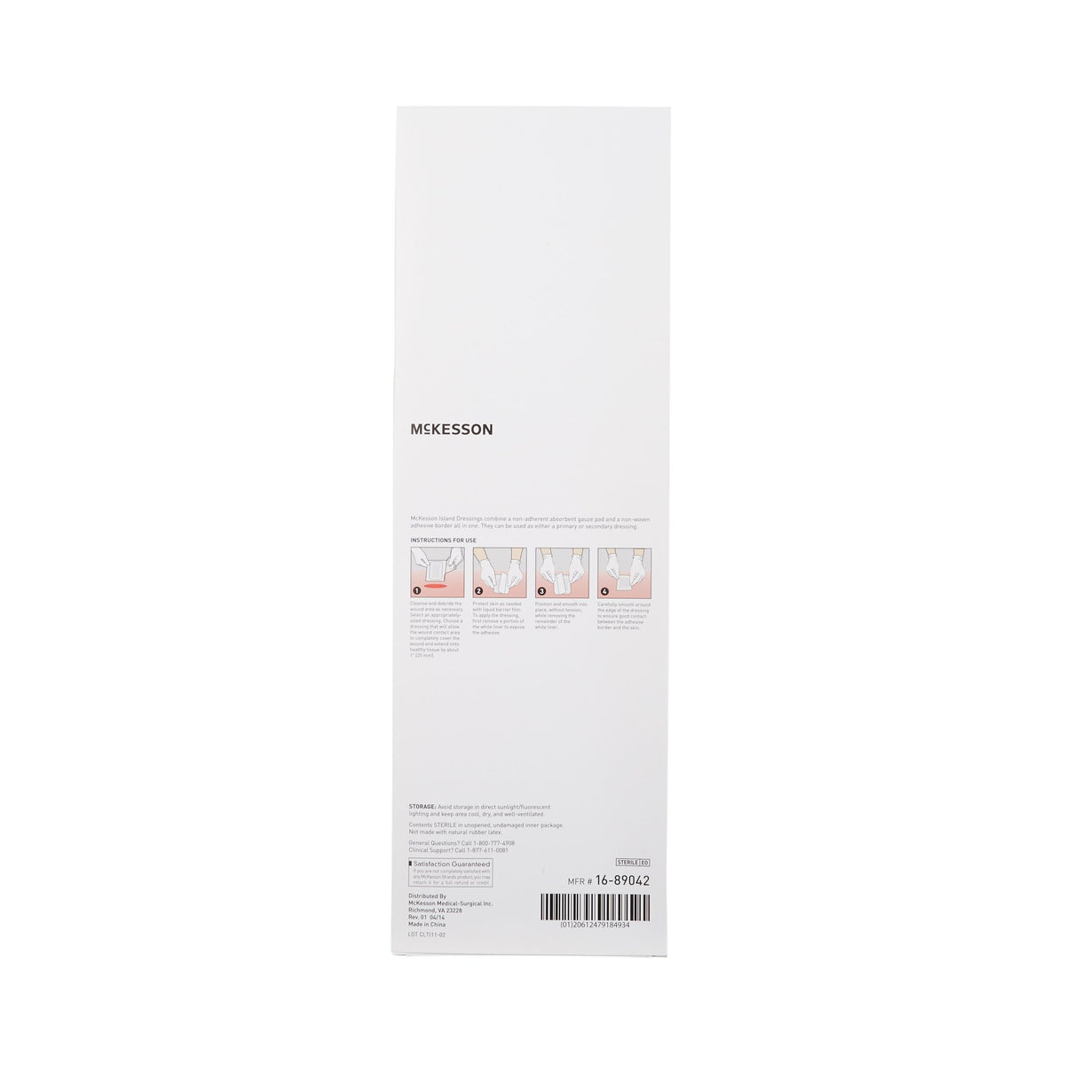 McKesson White Adhesive Dressing, 4 x 14 Inch-Island Dressing McKesson 4 X 14 Inch Rectangle Sterile